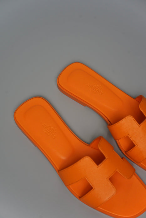 Hermes Oran Sandals in Orange Sunset Size 38 (Brand New)