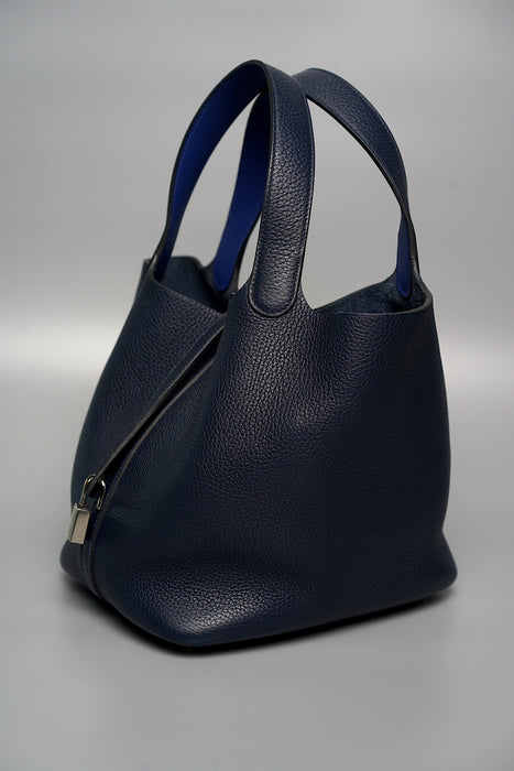 Hermes Picotin 22 Eclat in Bleu Nuit/Bleu Electrique Phw