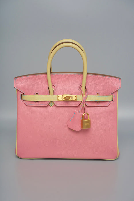 Hermes Birkin 25 Retourne HSS in Rose Confetti Epsom x Jaune Poussin Bghw