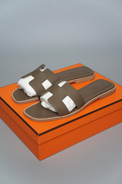 Hermes Oran Sandals in Etoupe Size 38 (Brand New)
