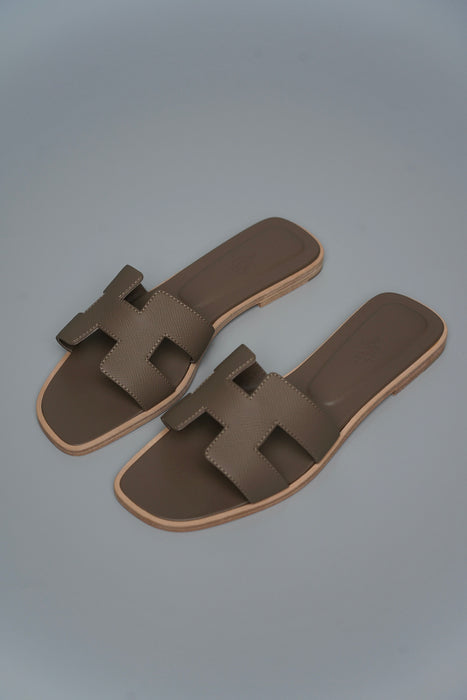 Hermes Oran Sandals in Etoupe Size 38 (Brand New)