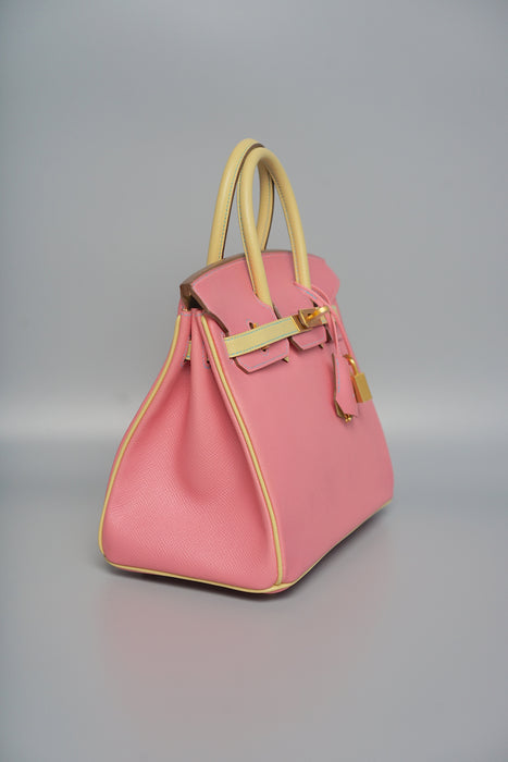 Hermes Birkin 25 Retourne HSS in Rose Confetti Epsom x Jaune Poussin Bghw