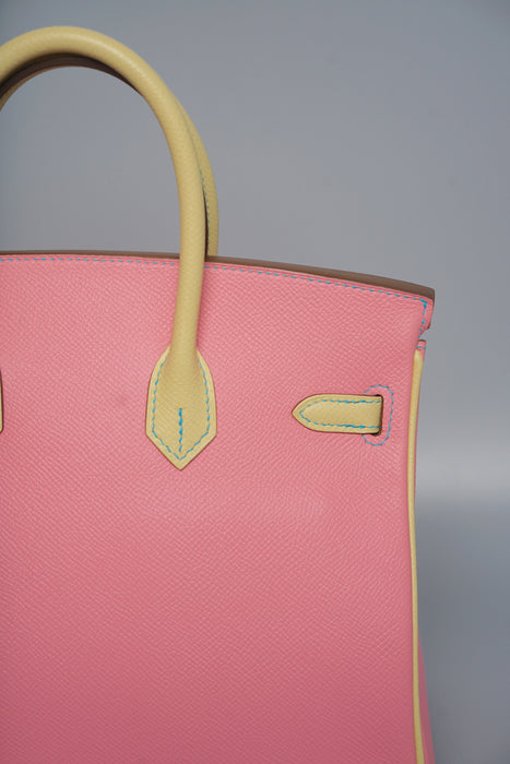 Hermes Birkin 25 Retourne HSS in Rose Confetti Epsom x Jaune Poussin Bghw
