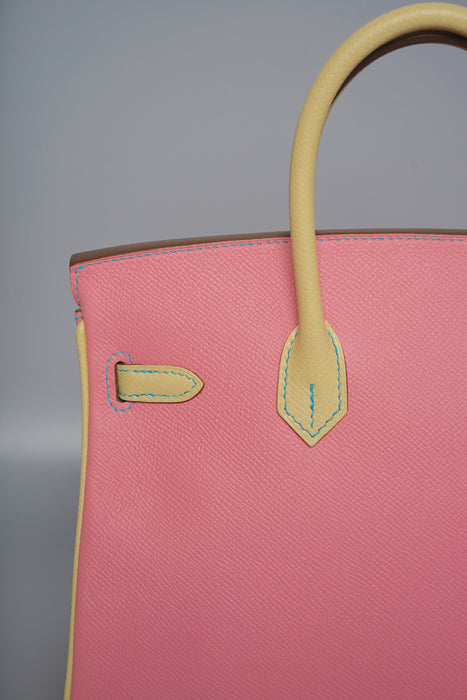 Hermes Birkin 25 Retourne HSS in Rose Confetti Epsom x Jaune Poussin Bghw