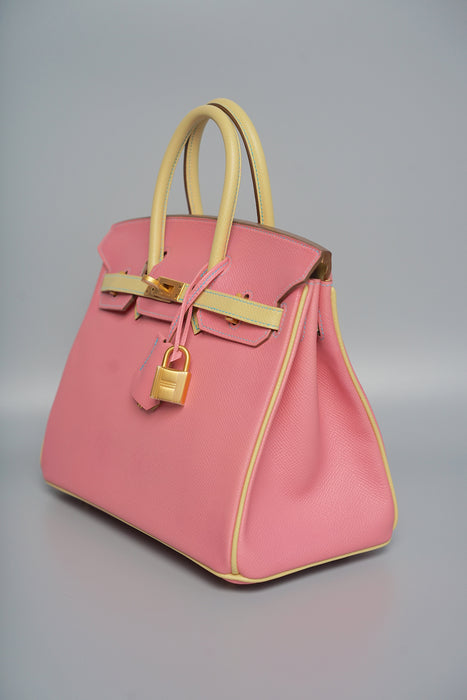 Hermes Birkin 25 Retourne HSS in Rose Confetti Epsom x Jaune Poussin Bghw