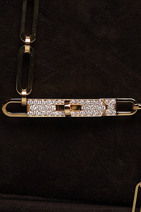 Hermes Kelly Chaine Lariat Necklace, Small Model in Rose Gold (Brand New)