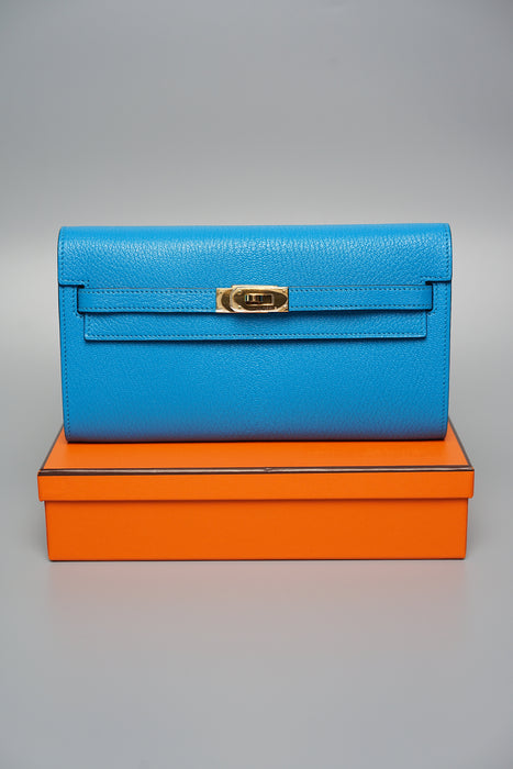 Hermes Kelly To Go in Bleu Frida Ghw