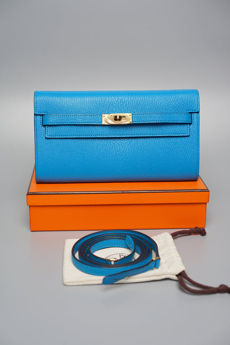 Hermes Kelly To Go in Bleu Frida Ghw