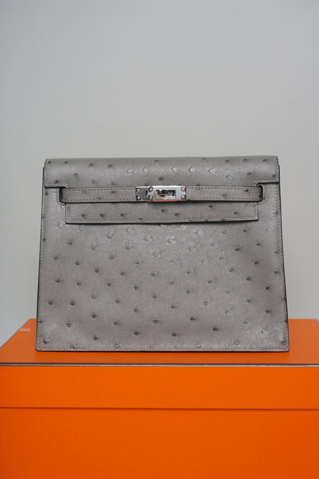Hermes Kelly Danse in Gris Meyer Ostrich Phw (Brand New)