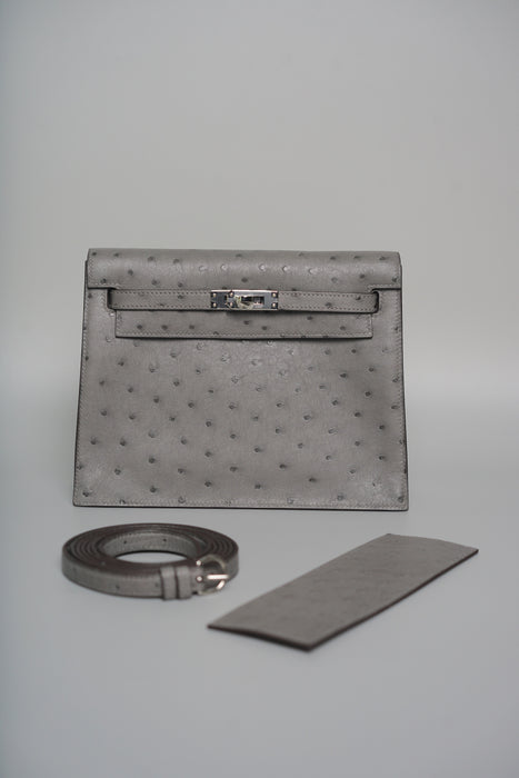 Hermes Kelly Danse in Gris Meyer Ostrich Phw (Brand New)