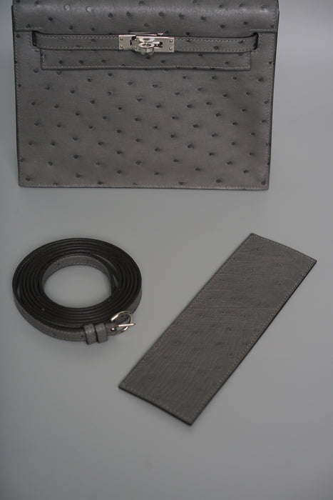 Hermes Kelly Danse in Gris Meyer Ostrich Phw (Brand New)