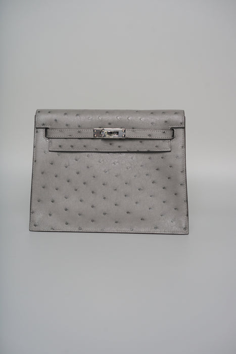 Hermes Kelly Danse in Gris Meyer Ostrich Phw (Brand New)