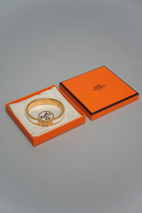 Hermes Clic H Bracelet in Rose Blanc Ghw PM (Brand New)