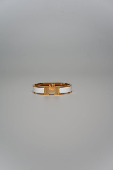 Hermes Clic H Bracelet in Rose Blanc Ghw PM (Brand New)