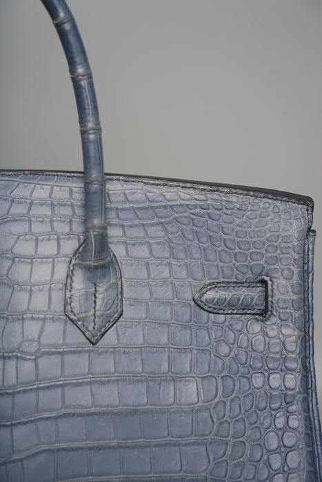 Hermes Birkin 35 in Blue Brighton Matte Porosus Phw
