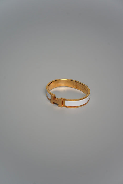 Hermes Clic H Bracelet in Rose Blanc Ghw PM (Brand New)