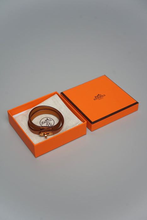 Hermes Mini Kelly Double Tour Bracelet in Gold Ghw Size T2