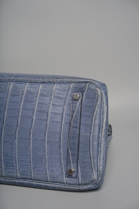 Hermes Birkin 35 in Blue Brighton Matte Porosus Phw