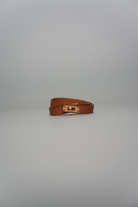 Hermes Mini Kelly Double Tour Bracelet in Gold Ghw Size T2