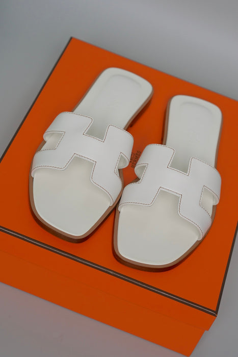 Hermes Oran Sandals in White Size 36.5 (Brand New)