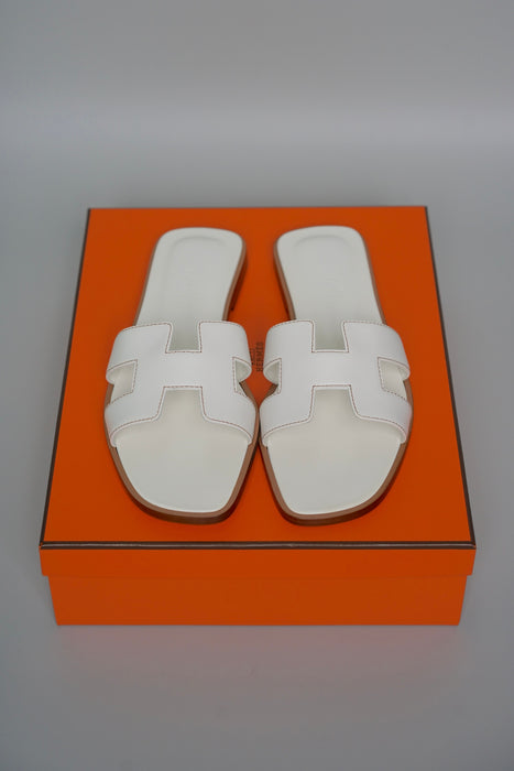 Hermes Oran Sandals in White Size 36.5 (Brand New)