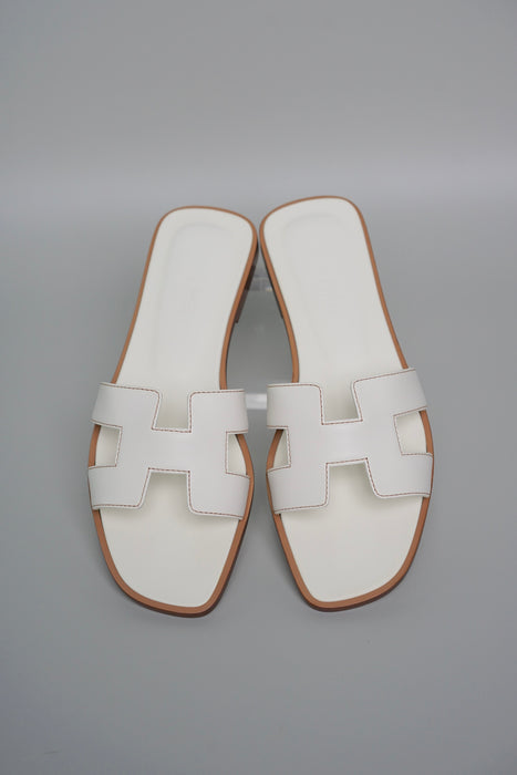 Hermes Oran Sandals in White Size 36.5 (Brand New)