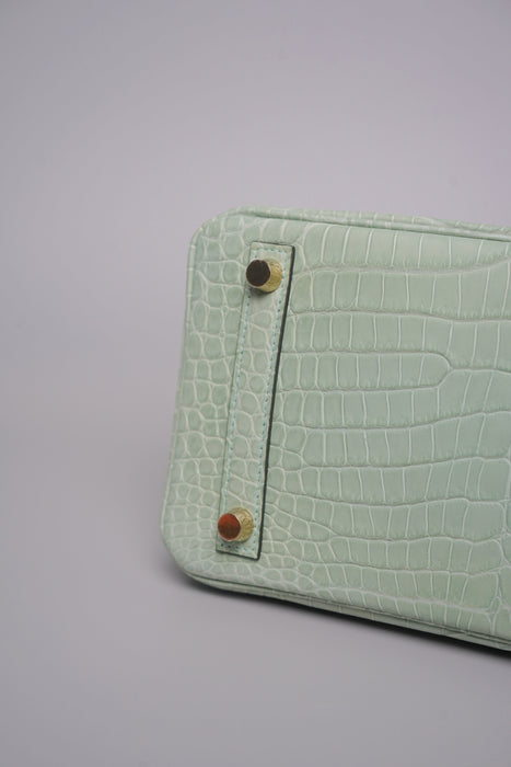 Hermes Birkin 25 in Vert D'Eau Matte Porosus Ghw (Brand New)