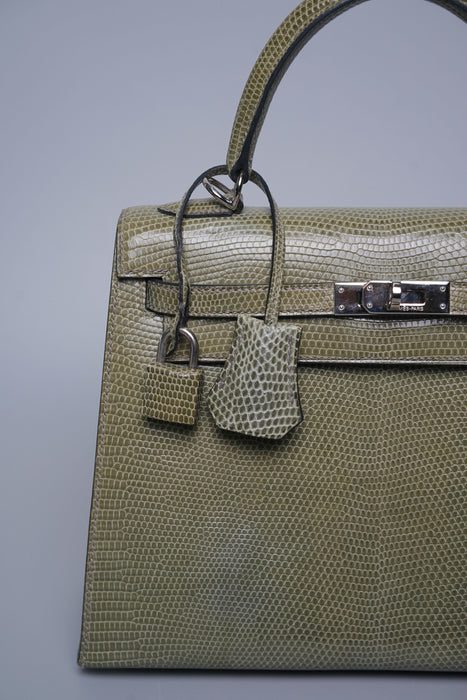 Hermes Kelly Sellier 25 in Gris fonce Lizard Phw