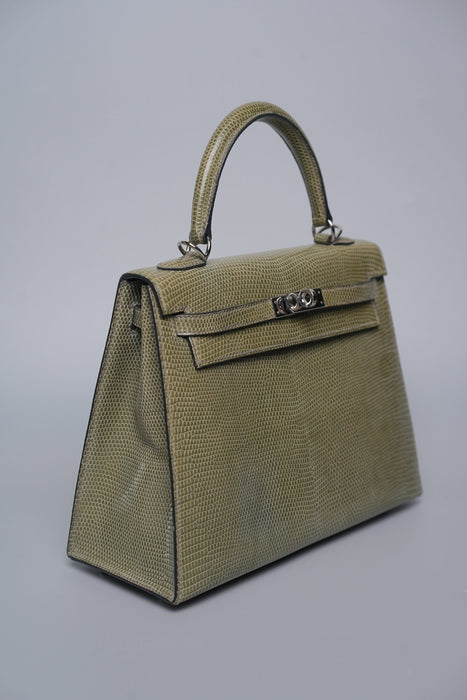 Hermes Kelly Sellier 25 in Gris fonce Lizard Phw