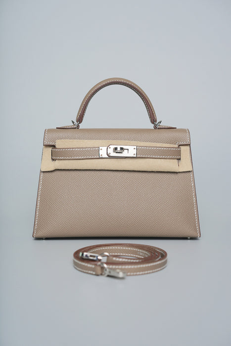 Hermes Kelly 20 in Etoupe Epsom Phw (Brand New)
