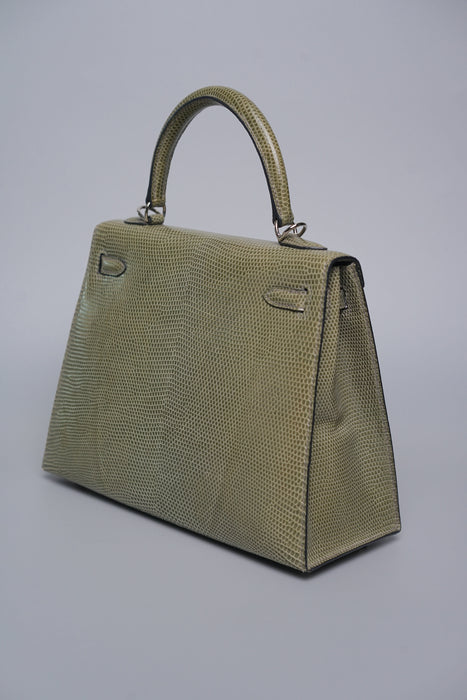 Hermes Kelly Sellier 25 in Gris fonce Lizard Phw