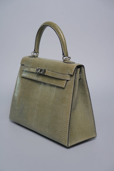 Hermes Kelly Sellier 25 in Gris fonce Lizard Phw