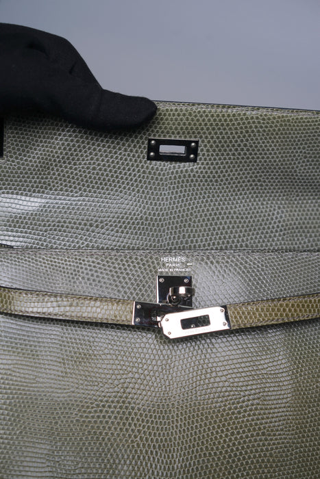 Hermes Kelly Sellier 25 in Gris fonce Lizard Phw
