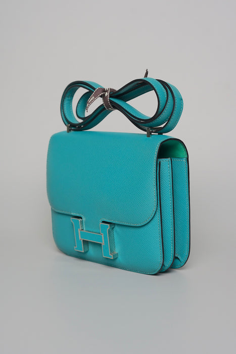 Hermes Constance 18 in Blue Paon Epsom Enamel Phw