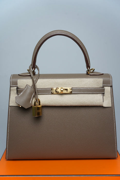 Hermes Kelly 25 Sellier in Etoupe Ghw (Brand New)