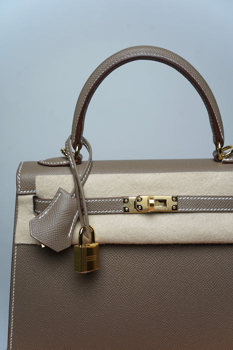 Hermes Kelly 25 Sellier in Etoupe Ghw (Brand New)