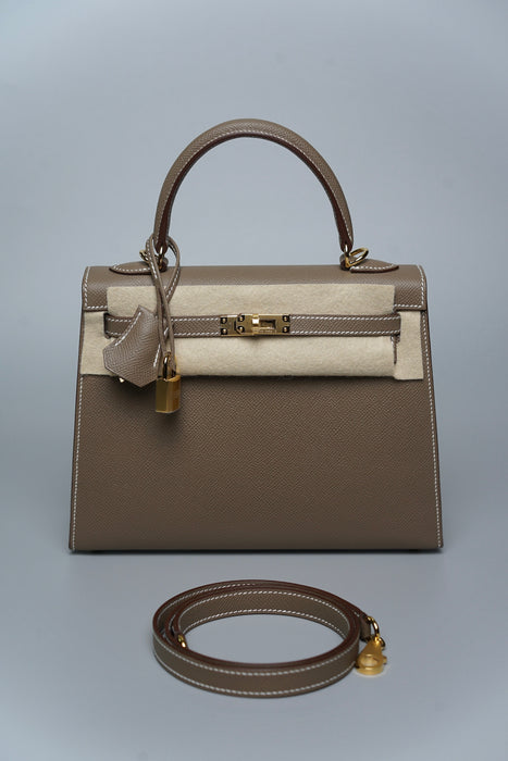 Hermes Kelly 25 Sellier in Etoupe Ghw (Brand New)