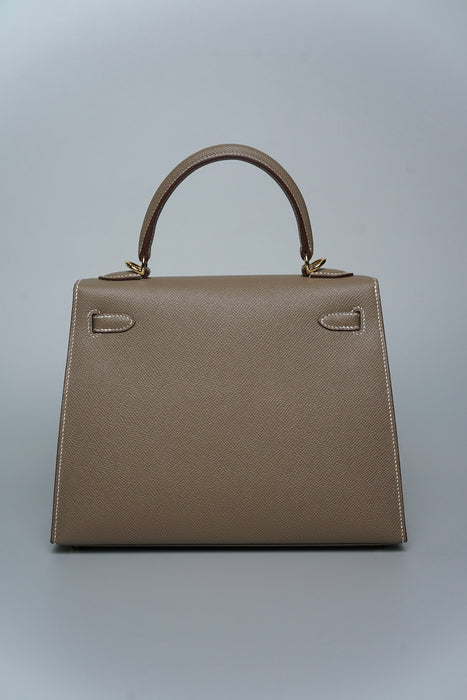 Hermes Kelly 25 Sellier in Etoupe Ghw (Brand New)