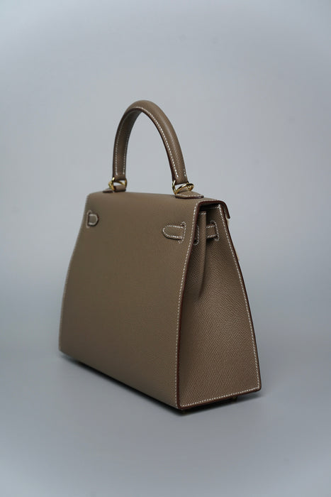 Hermes Kelly 25 Sellier in Etoupe Ghw (Brand New)
