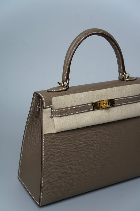 Hermes Kelly 25 Sellier in Etoupe Ghw (Brand New)