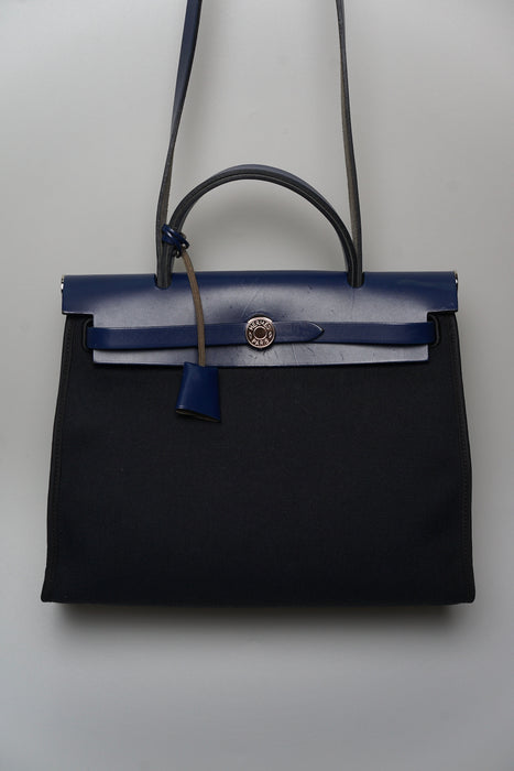 Hermes Herbag 31 in Navy / Noir Phw