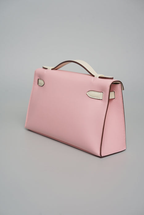 Hermes Kelly Pochette in Rose Sakura/Nata Swift Rghw (Brand New)