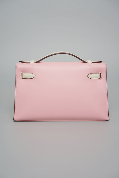Hermes Kelly Pochette in Rose Sakura/Nata Swift Rghw (Brand New)