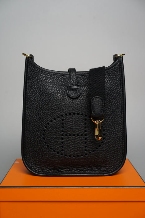 Hermes Mini Evelyne in Black Ghw (Brand New)