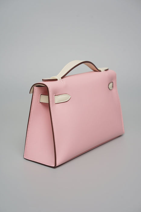Hermes Kelly Pochette in Rose Sakura/Nata Swift Rghw (Brand New)