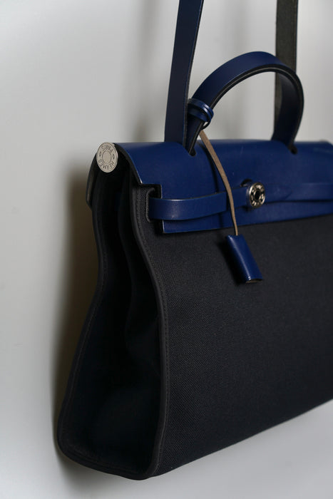 Hermes Herbag 31 in Navy / Noir Phw