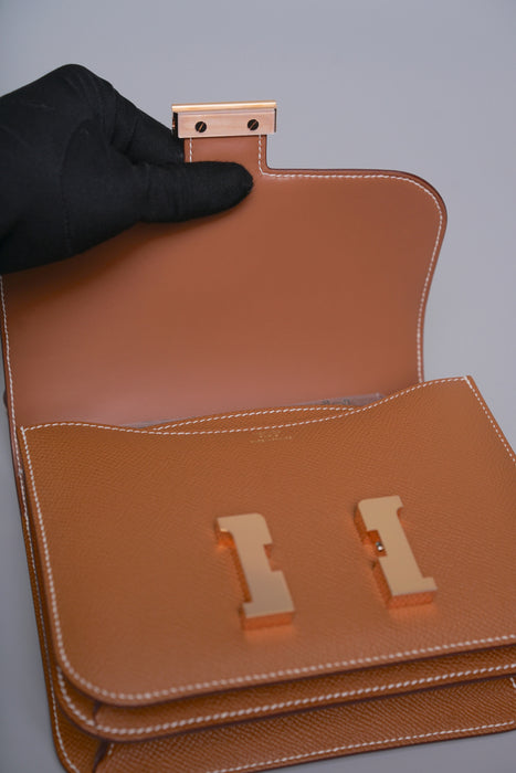 Hermes Constance 18 in Gold Epsom Rghw (Brand New)
