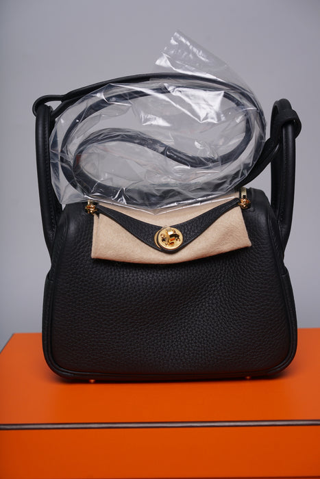 Hermes Mini Lindy II in Noir Ghw (Brand New)