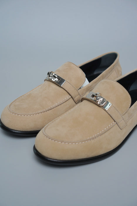 Hermes Destin Loafers in Beige Sable Size 38 (Brand New)