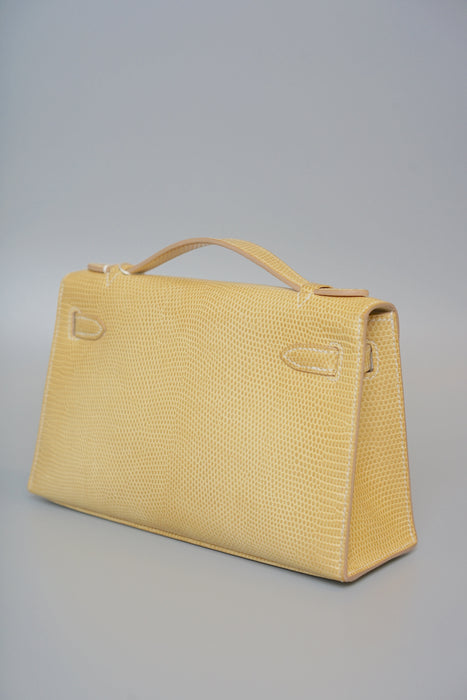 Hermes Kelly Pochette in Poussiere Lizard Phw